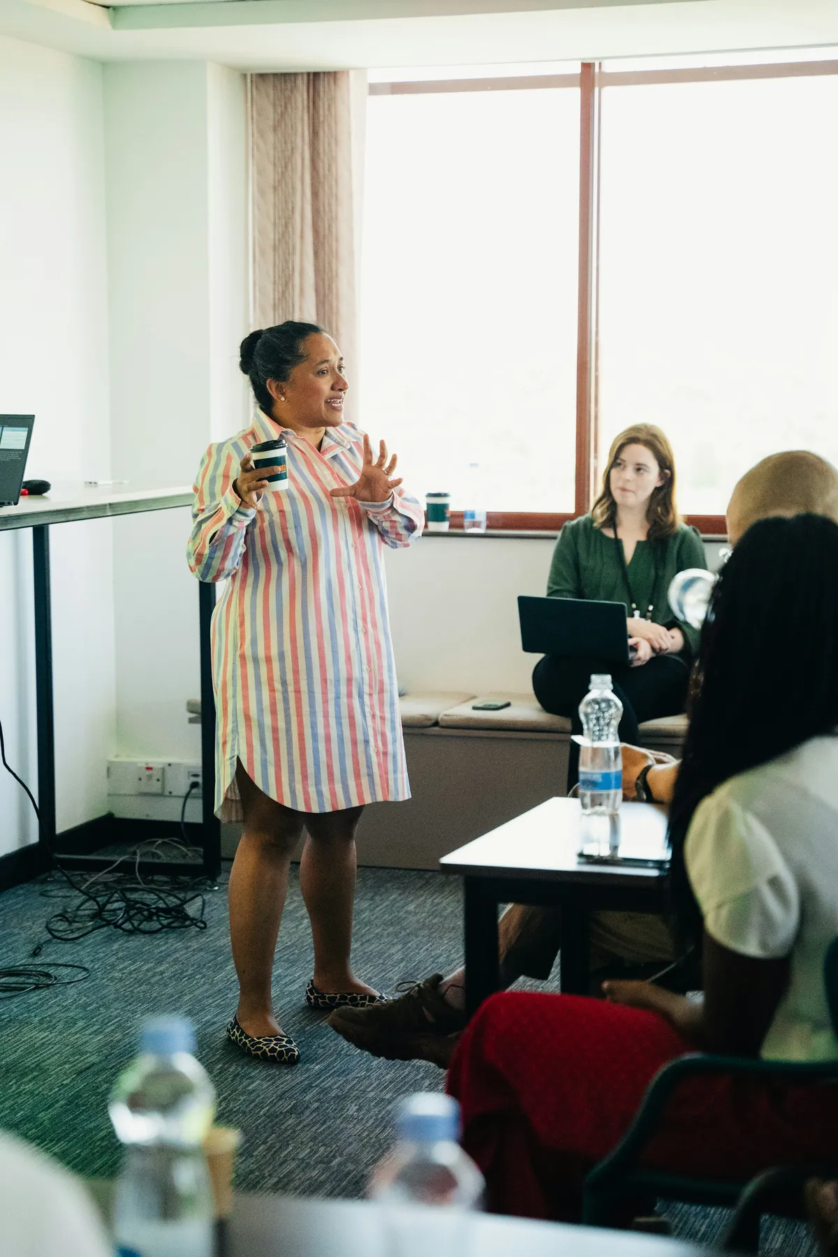 A teacher speaking to a class